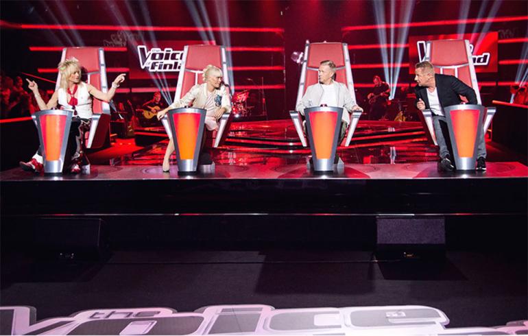 Pressikuva The Voice of Finland -kuvauksista Helsingin Telakalta